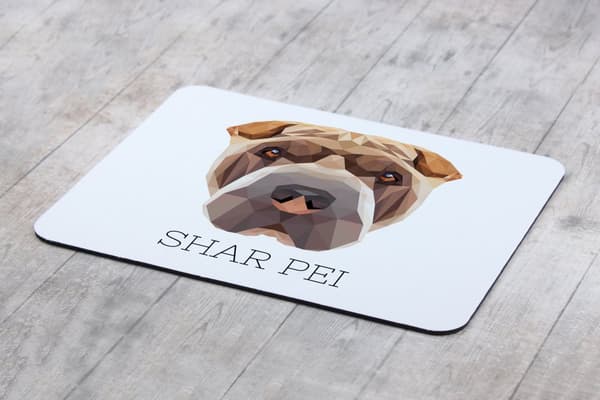Shar Pei - en geometrisk dyna med ett foto och en inskription för Art-Dog-musen