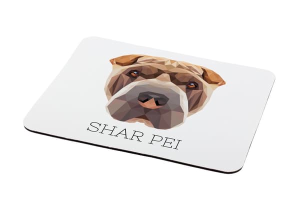 Shar Pei - en geometrisk dyna med ett foto och en inskription för Art-Dog-musen