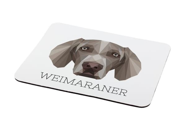 Weimaraner, Weimaraner - geometrisk pude med foto og inskription til Art-Dog-musen