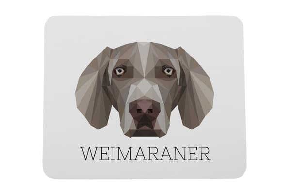Weimaraner, Weimaraner - geometrisk pude med foto og inskription til Art-Dog-musen