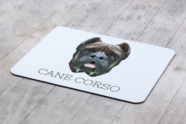 Cane Corso Italiano - en geometrisk dyna med ett foto och en inskription för Art-Dog-musen