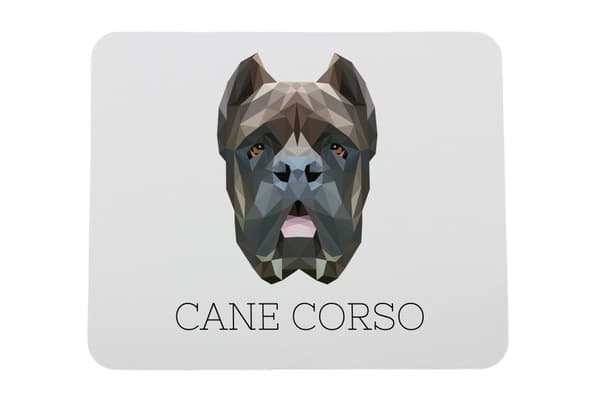 Cane Corso Italiano - en geometrisk dyna med ett foto och en inskription för Art-Dog-musen