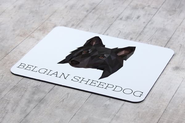 Belgisk hyrdehund, belgisk bjerghund - geometrisk pude med foto og inskription til Art-Dog-musen