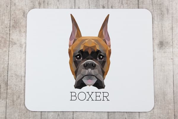 Boxer, Boxer I - en geometrisk dyna med ett foto och en inskription för Art-Dog-musen