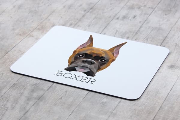 Boxer, Boxer I - en geometrisk dyna med ett foto och en inskription för Art-Dog-musen