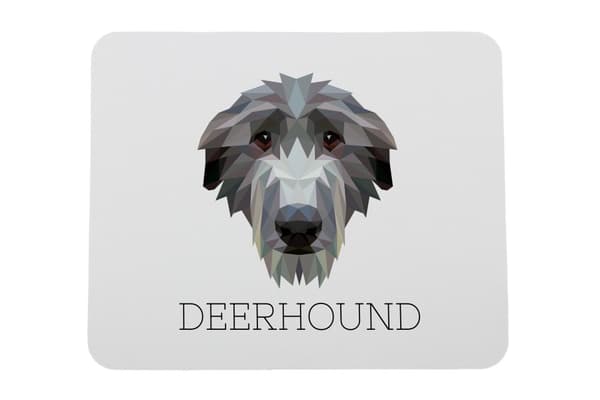 Skotlanninvinttikoira, Deerhound - geometrinen alusta, jossa on valokuva ja merkintä Art-Dog-hiirelle