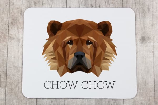 Chow Chow - en geometrisk dyna med ett foto och en inskription för Art-Dog-musen