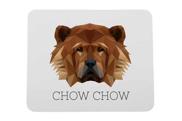 Chow Chow - en geometrisk dyna med ett foto och en inskription för Art-Dog-musen