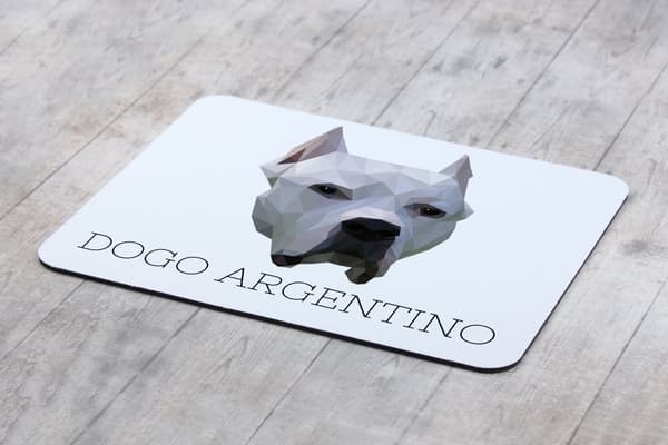 Argentinsk hund, Dogo Argentino - geometrisk dyna med ett foto och inskription för Art-Dog-musen