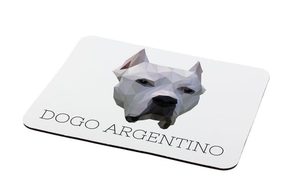 Argentinsk hund, Dogo Argentino - geometrisk dyna med ett foto och inskription för Art-Dog-musen