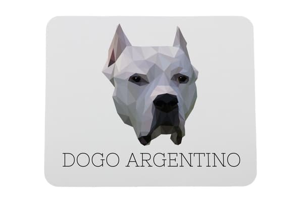 Argentinsk hund, Dogo Argentino - geometrisk dyna med ett foto och inskription för Art-Dog-musen