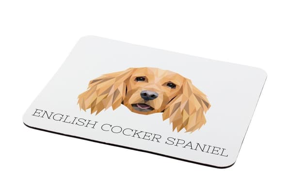 Engelsk Cocker Spaniel - geometrisk pude med foto og inskription til Art-Dog musen