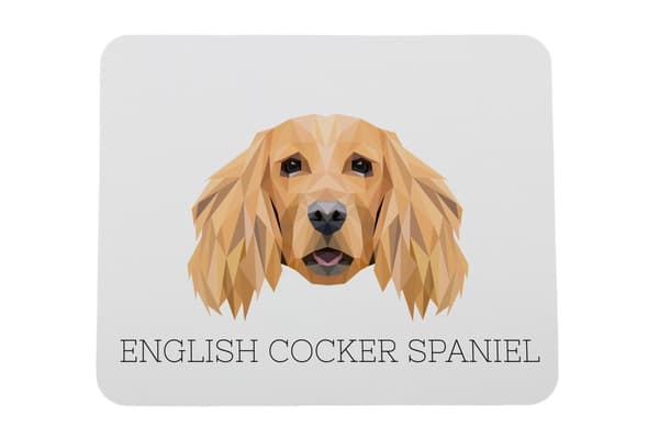 Engelsk Cocker Spaniel - geometrisk pude med foto og inskription til Art-Dog musen
