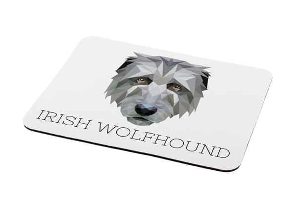 Irsk ulvehund, irsk ulvehund - geometrisk pude med foto og inskription til Art-Dog musen