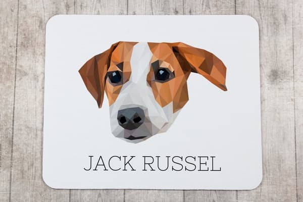 Jack Russell Terrier - en geometrisk dyna med ett foto och en inskription för Art-Dog-musen