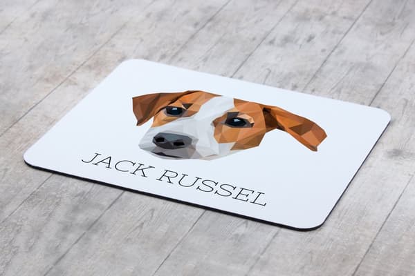 Jack Russell Terrier - en geometrisk dyna med ett foto och en inskription för Art-Dog-musen
