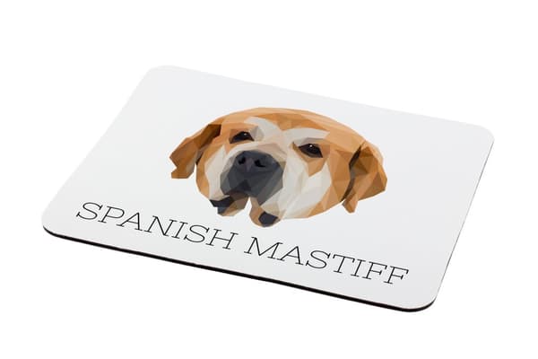 Spanish Mastiff - en geometrisk dyna med ett foto och en inskription för Art-Dog-musen