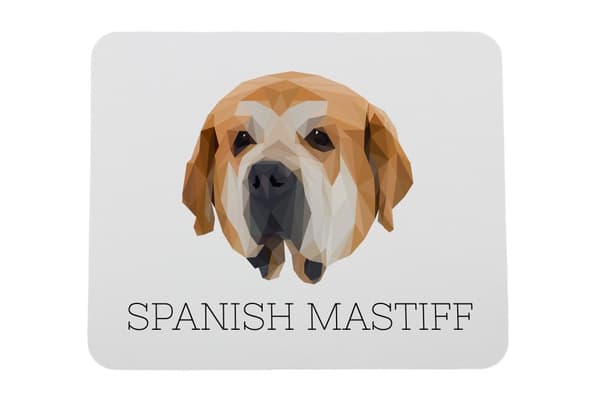 Spanish Mastiff - en geometrisk dyna med ett foto och en inskription för Art-Dog-musen