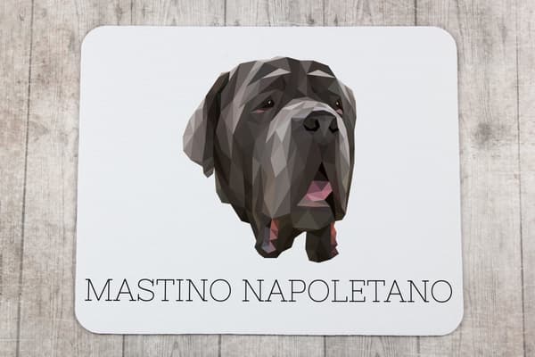 Napolitansk mastiff, napolitansk mastiff, Mastino napoletano - geometrisk musemåtte med foto og inskription til Art-Dog-musen