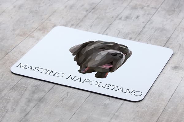 Napolitansk mastiff, napolitansk mastiff, Mastino napoletano - geometrisk musemåtte med foto og inskription til Art-Dog-musen