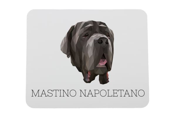 Napolitansk mastiff, napolitansk mastiff, Mastino napoletano - geometrisk musemåtte med foto og inskription til Art-Dog-musen