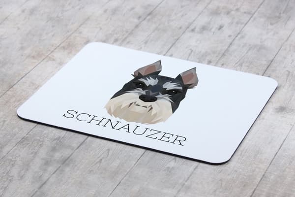 Schnauzer, Schnauzer I - geometrisk pude med foto og inskription til Art-Dog-musen