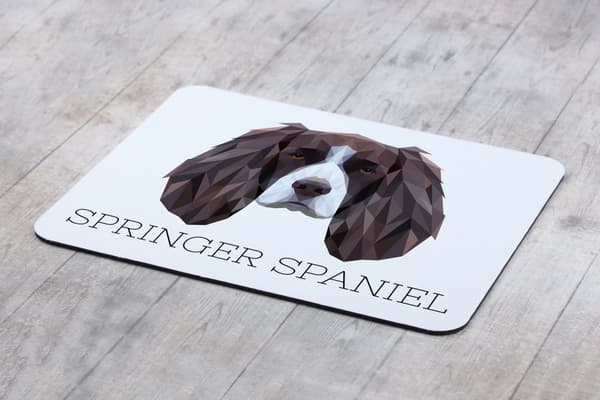 Engelsk Springer Spaniel - geometrisk dyna med foto och inskription för Art-Dog-musen