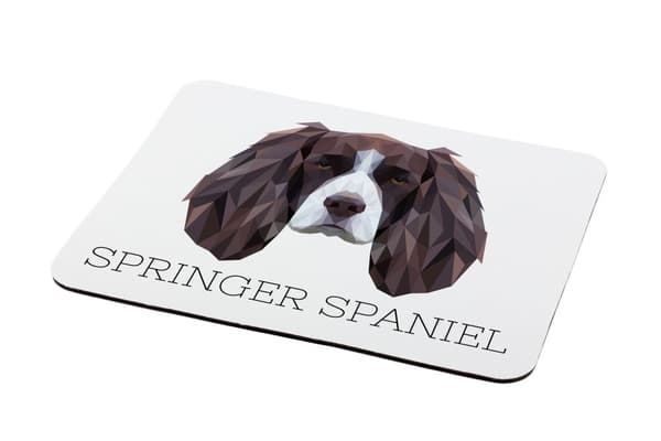 Engelsk Springer Spaniel - geometrisk dyna med foto och inskription för Art-Dog-musen