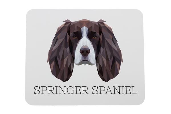 Engelsk Springer Spaniel - geometrisk dyna med foto och inskription för Art-Dog-musen