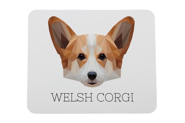 Pembroke Welsh Corgi - en geometrisk dyna med ett foto och en inskription för Art-Dog-musen