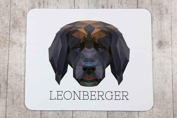 Leonberger - en geometrisk dyna med ett foto och en inskription för Art-Dog-musen