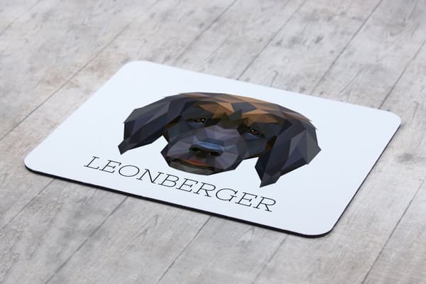 Leonberger - en geometrisk dyna med ett foto och en inskription för Art-Dog-musen
