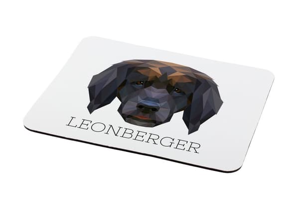 Leonberger - en geometrisk dyna med ett foto och en inskription för Art-Dog-musen