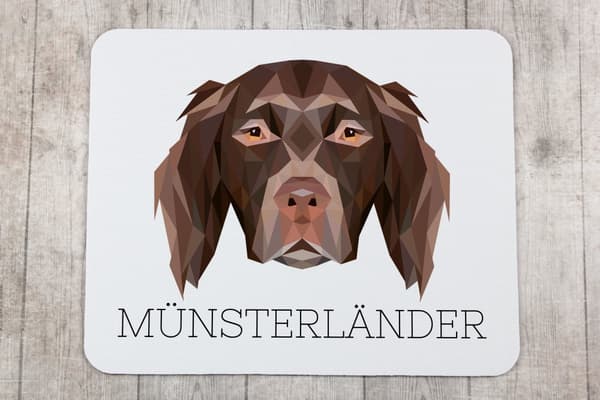 Münsterländer - geometrisk dyna med foto och inskription för Art-Dog-musen