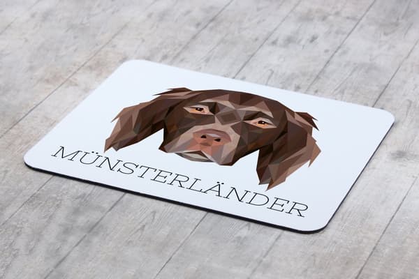 Münsterländer - geometrisk dyna med foto och inskription för Art-Dog-musen