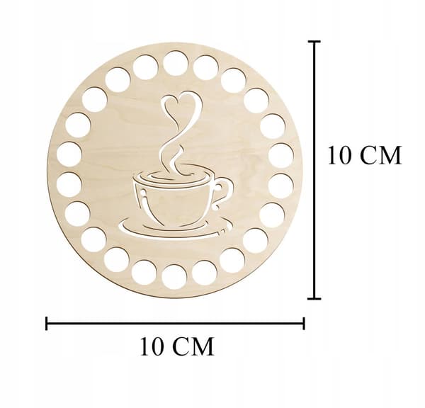 Puinen lasinalus kuppilasille Kahvi 1kpl Virkkauspohja 10cm