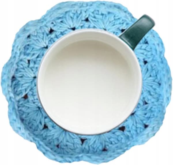 Virkad koppunderlägg 4 st med inskription COFFEE Base KOŁO 10cm