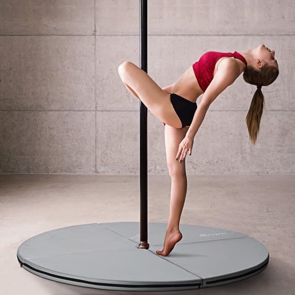 Rootz Foldble Pole Dance Mat - Dance Cushion - Turvatyyny - 5 cm: n paksuus vamman ehkäisyyn - Ø 150 cm - Harmaa muovinen päällyste