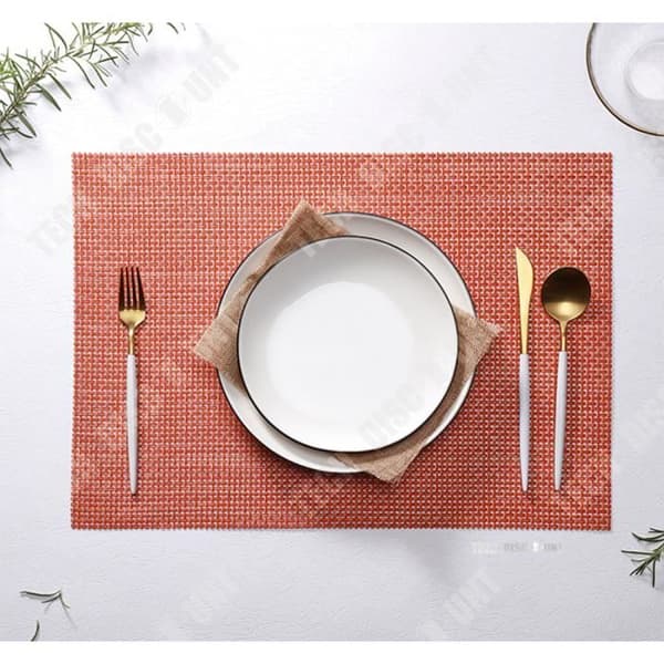 TD® röd plastunderlägg för barn PVC designerunderlägg dekorativ matsalsmatta hem naturlig rektangulär bordstablett