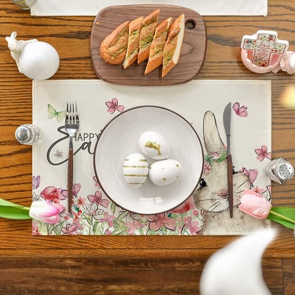 Easter bordstablett med kanin och påskägg, inredning för restaurang, vardagsrum och matsal, halkfri och värmebeständig