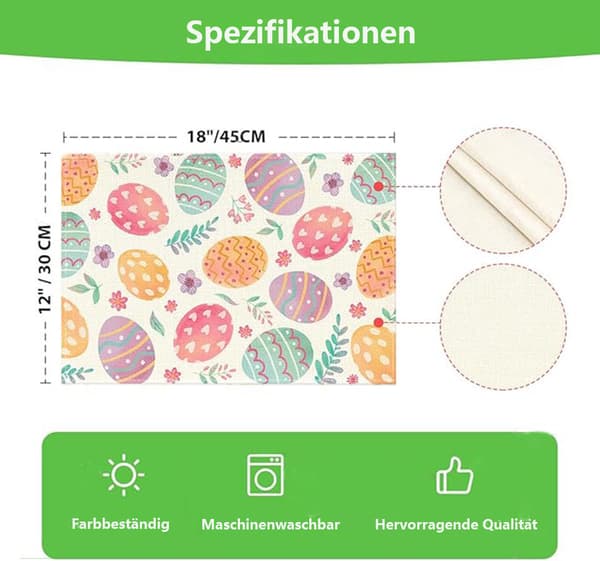 Easter bordstablett med kanin och påskägg, inredning för restaurang, vardagsrum och matsal, halkfri och värmebeständig
