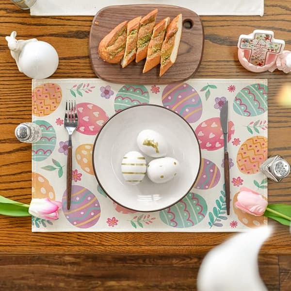 Easter bordstablett med kanin och påskägg, inredning för restaurang, vardagsrum och matsal, halkfri och värmebeständig
