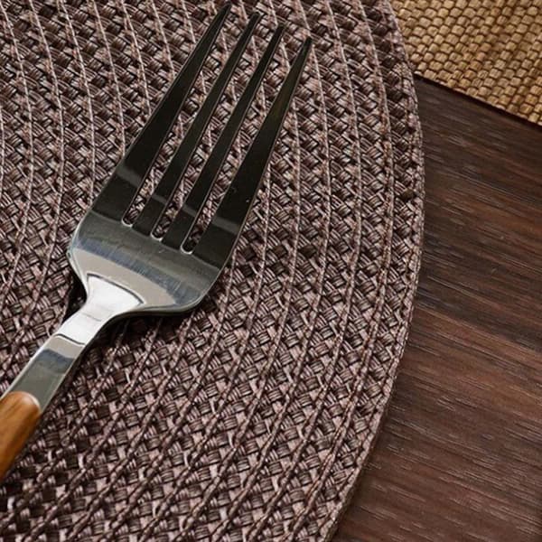4-Pack Flätade Runda Bordstabletter Brun 38cm