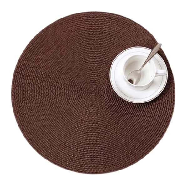 4-Pack Flätade Runda Bordstabletter Brun 38cm