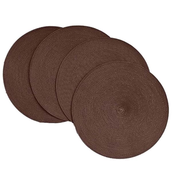 4-Pack Flätade Runda Bordstabletter Brun 38cm