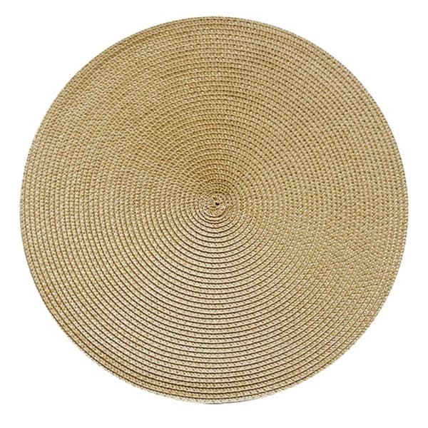 4-Pack Flätade Runda Bordstabletter Guld 38cm