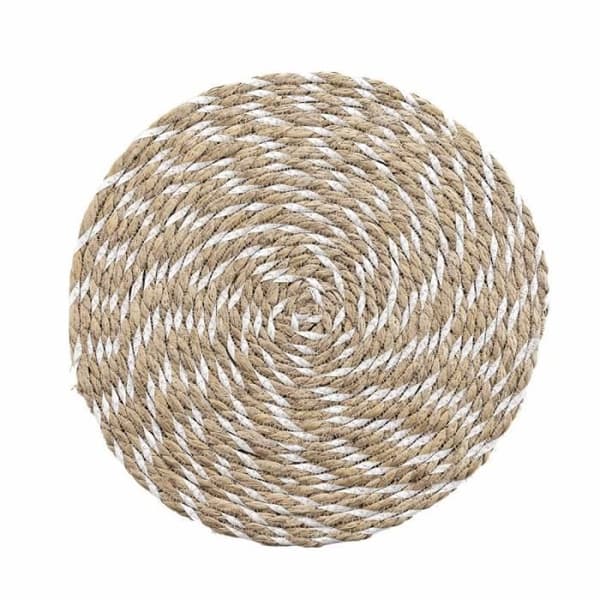 Rundt Servett i Halm "Nala" 38cm Natur &amp; Vit
