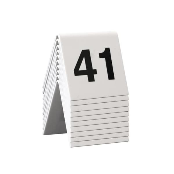 10 numrerade vita PVC bordsstaflier - TN-41-50 41-50 Vit