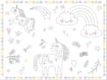 Miniatyrbild 1 av 3: Set med dukar Folat - 68337 - Dukar Färgläggning Unicorns - Regnbågar - 6 delar, Multifarben, Mittel
