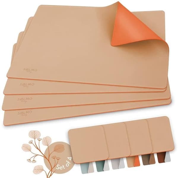 Bordstablett - Gorges - Bicolor - PU-läder - Värmeresistent - 4 bestick